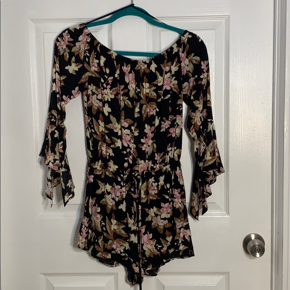 long-sleeve floral romper